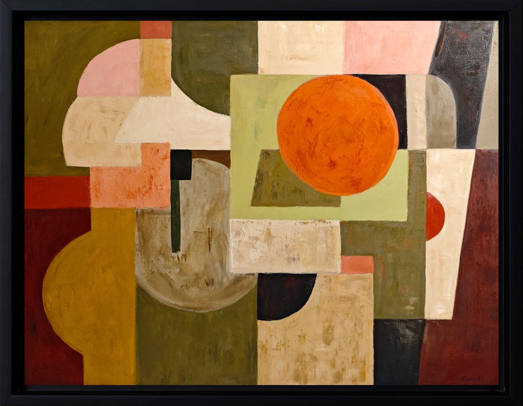 American Figurative Abstract Geometric Mixed Media Painting Judy Rifka