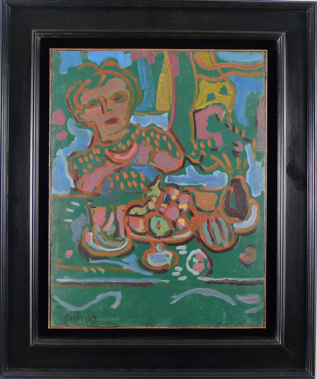 Large French Naive Oil Painting Jacques Boeri Fauvist Color Surrealist Fantasy