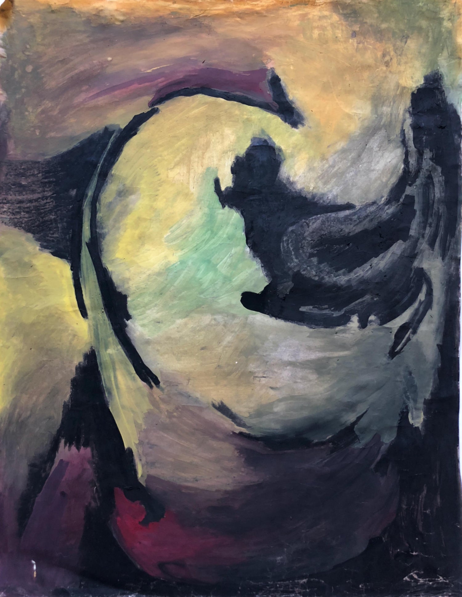 Abstract Expressionist Gestural Oil Pastel Drawing Women Figures Anthony Triano