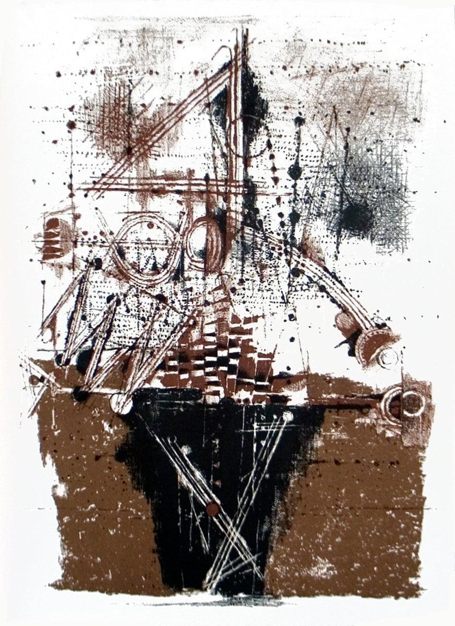 Polish French Figurative Abstract Art Brut Expressionist Lithograph Maryan