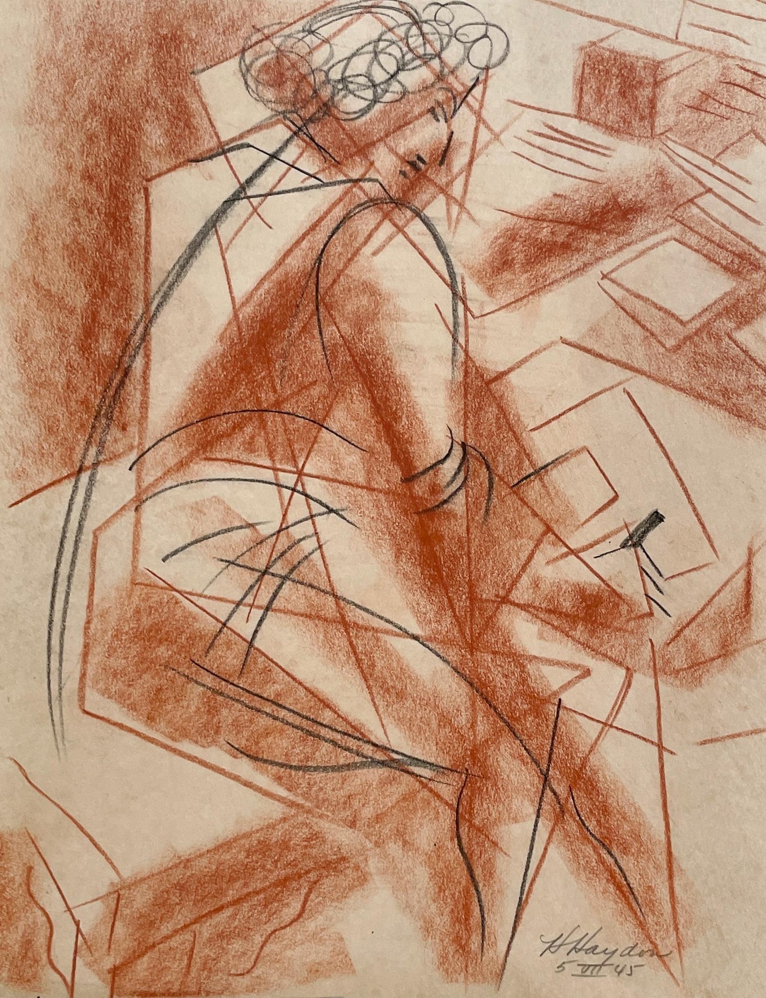 Modernist Ink and Wash Drawing, Painting Jankel Adler Woman Model Ecole De Paris