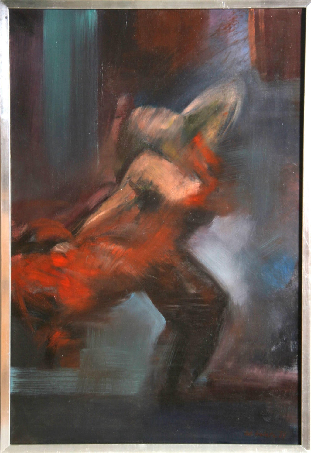 Israeli Judaica Original Painting, "Temptation" Dancing Polish Artist Arie Dubi