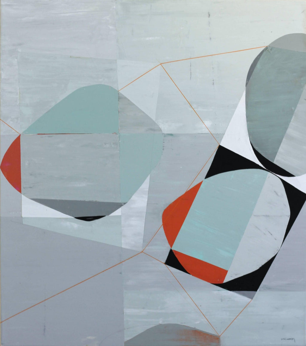 American Figurative Abstract Geometric Mixed Media Painting Judy Rifka