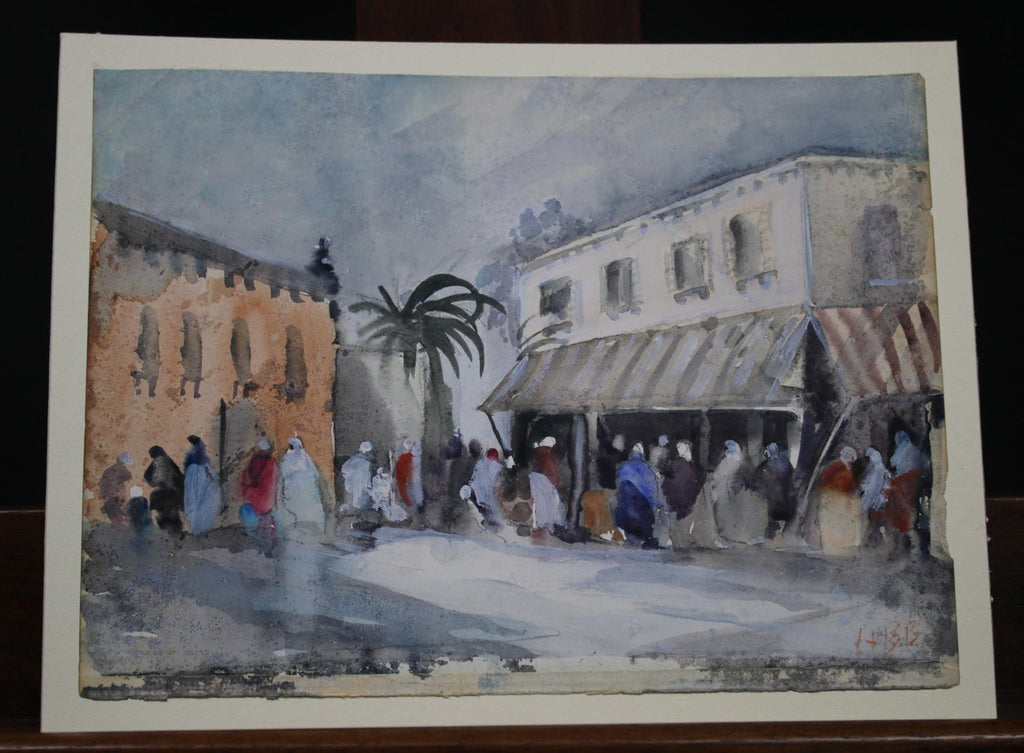 Orientalist Cairo Market Street Scene, Middle Eastern Bazaar