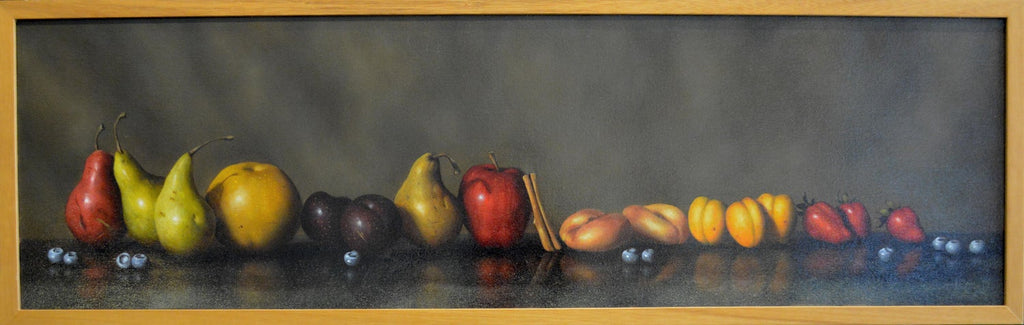 Large Trompe L'oeil Oil Painting Rene Chavelle Belgian Photo Realist Peppers