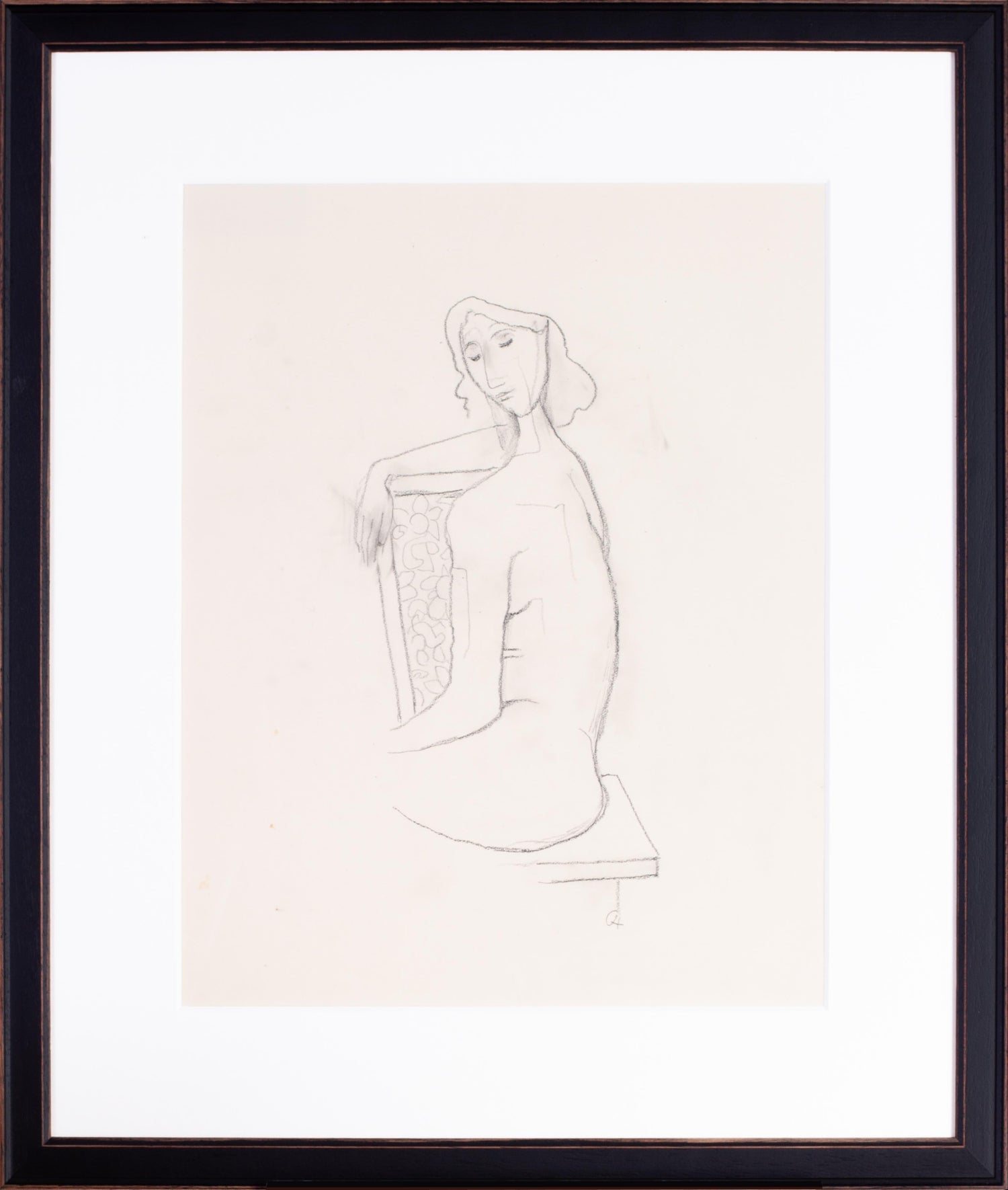 Large Drawing of Boy by French Armenian Modernist Jean Jansem Ecole De Paris Art