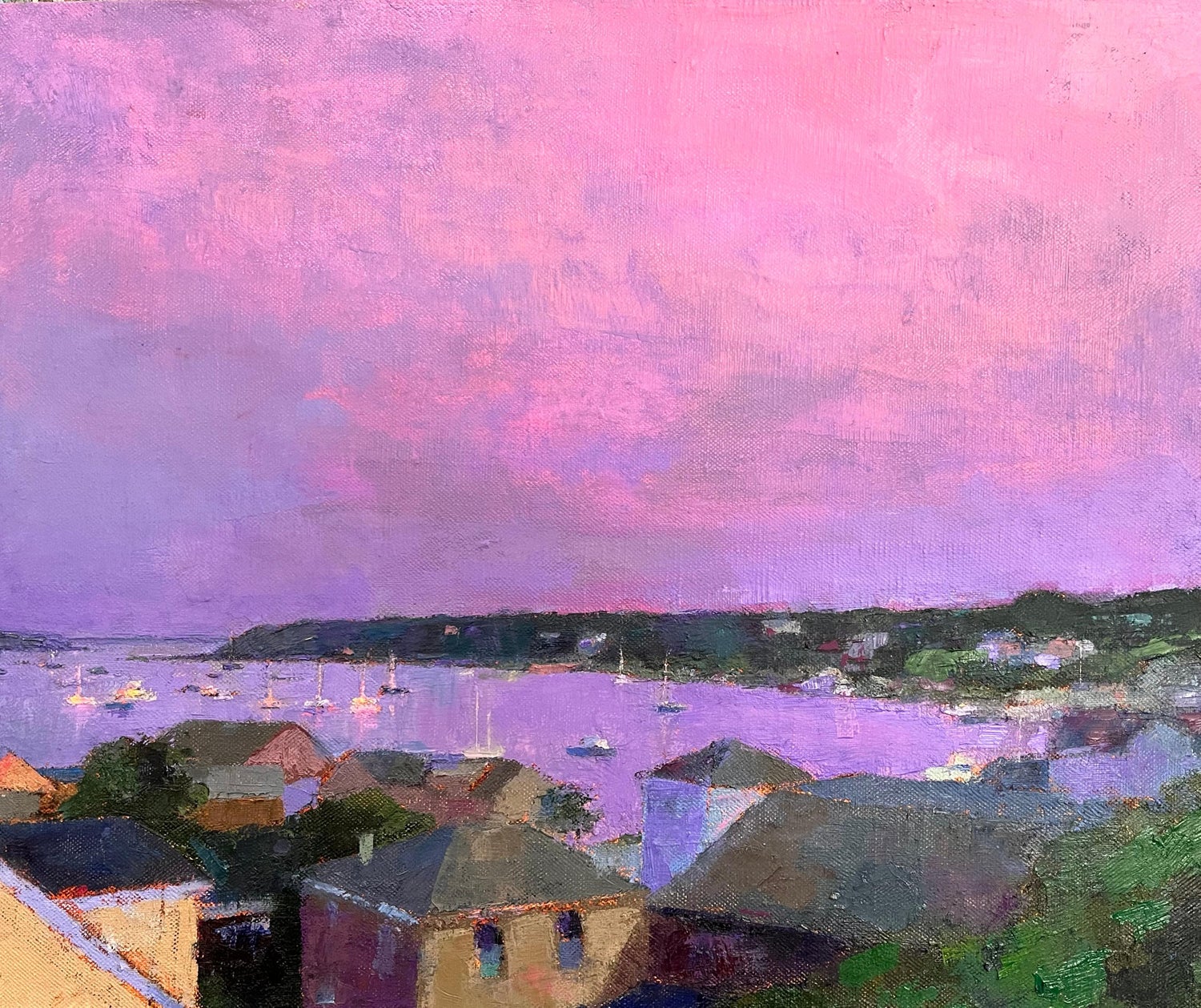 Large Pastel Landscape Purple Mountains Landscape American Modernist Painting