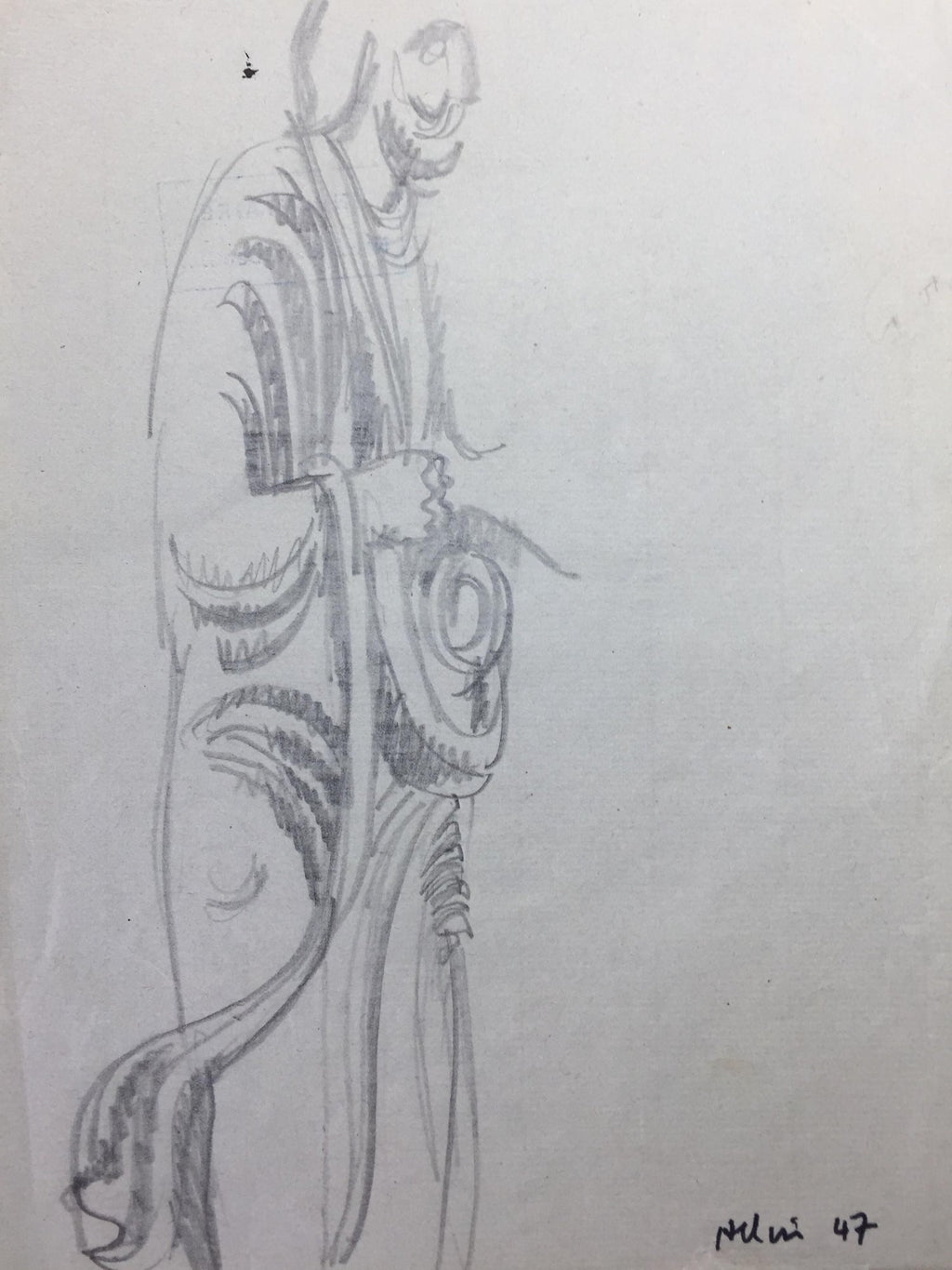 Large Drawing of Boy by French Armenian Modernist Jean Jansem Ecole De Paris Art