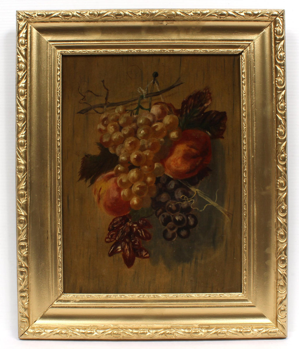 George Deem Appropriation Oil Painting Still Life, fruits, Grapes, Pomegranates