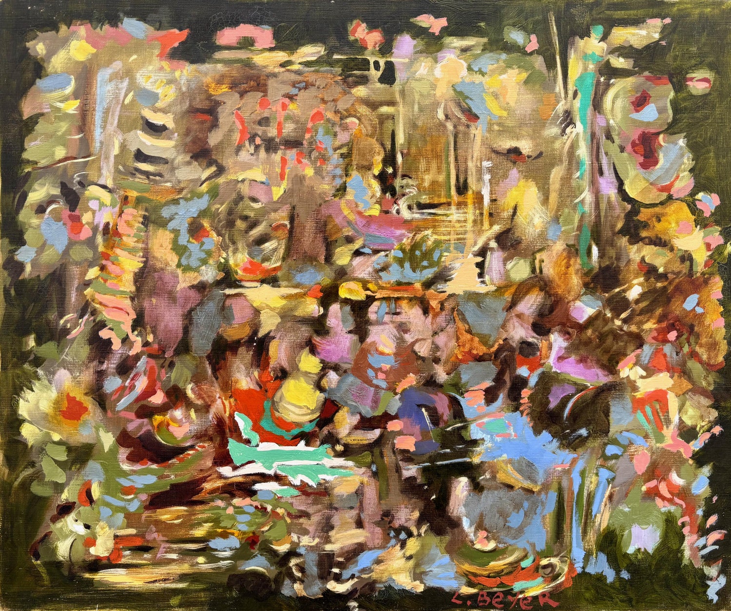 Rare Israeli Modernist Figurative Abstract Gouache Painting Yosl Bergner