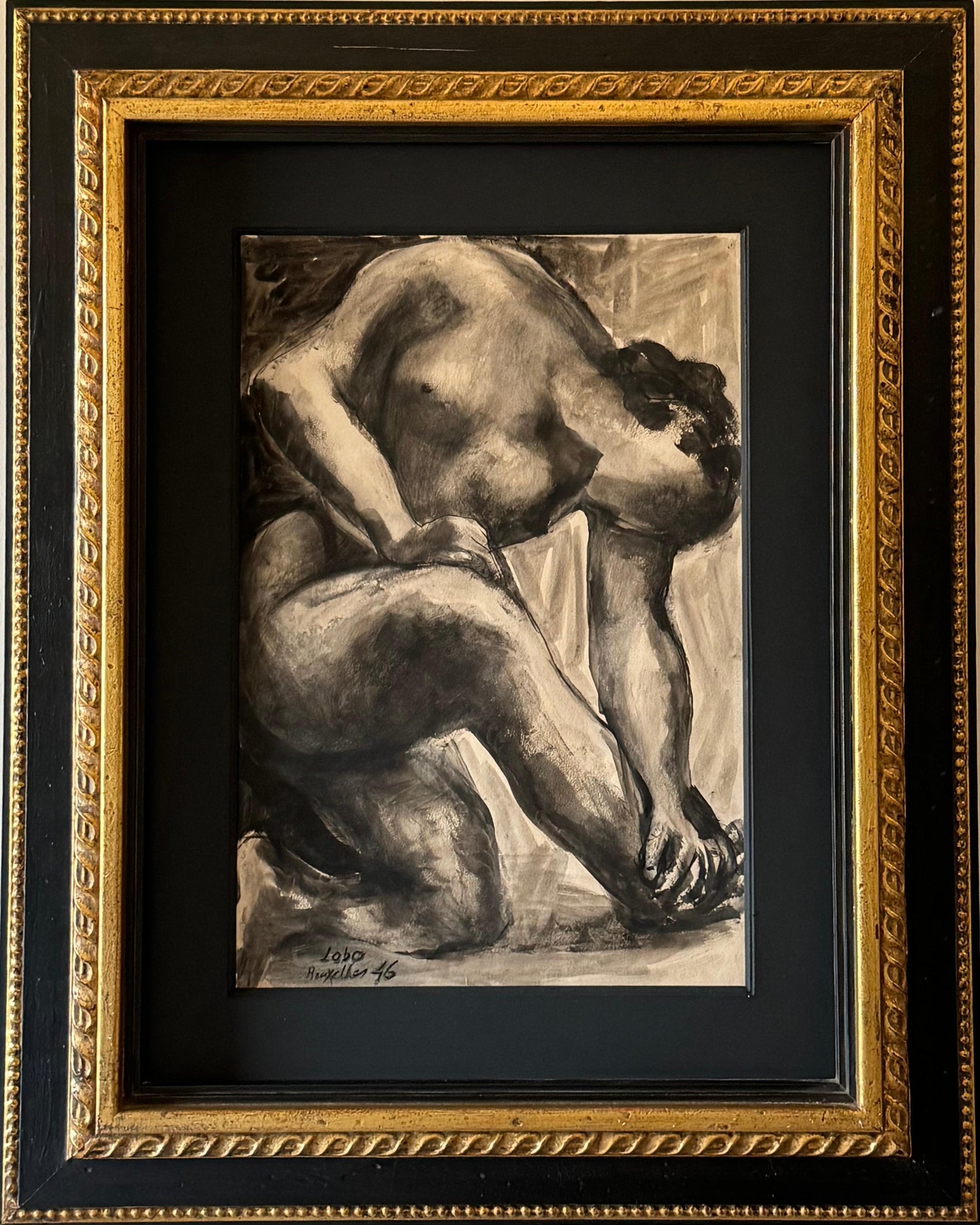 Modernist Ink and Wash Drawing, Painting Jankel Adler Woman Model Ecole De Paris