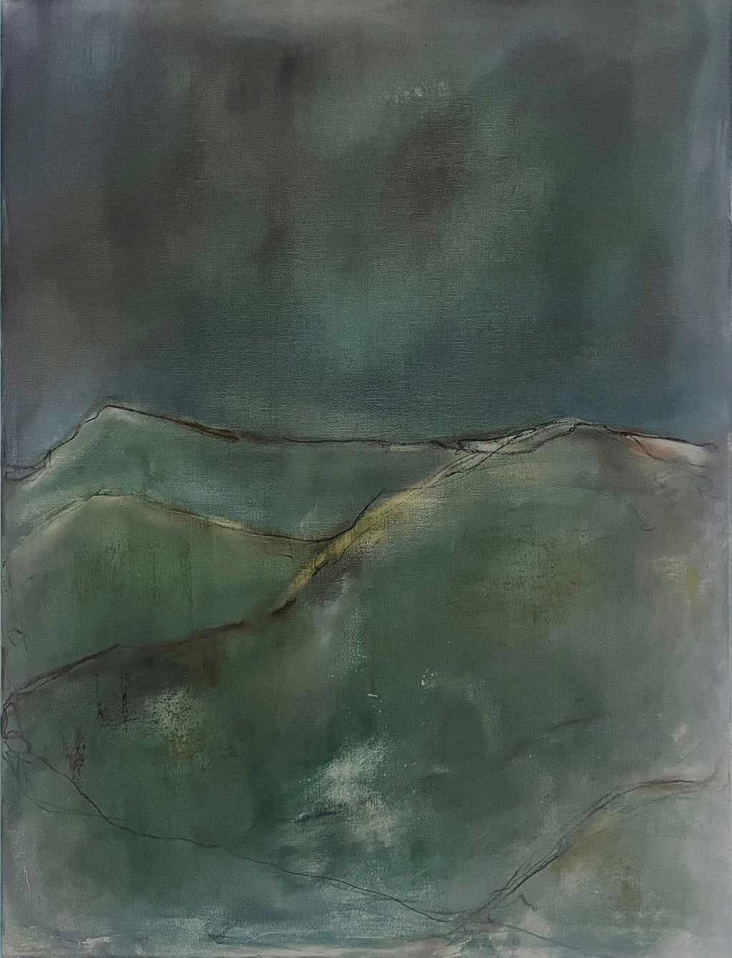 Untitled, Lonely Abstract Landscape Italian Expressionist Oil Painting