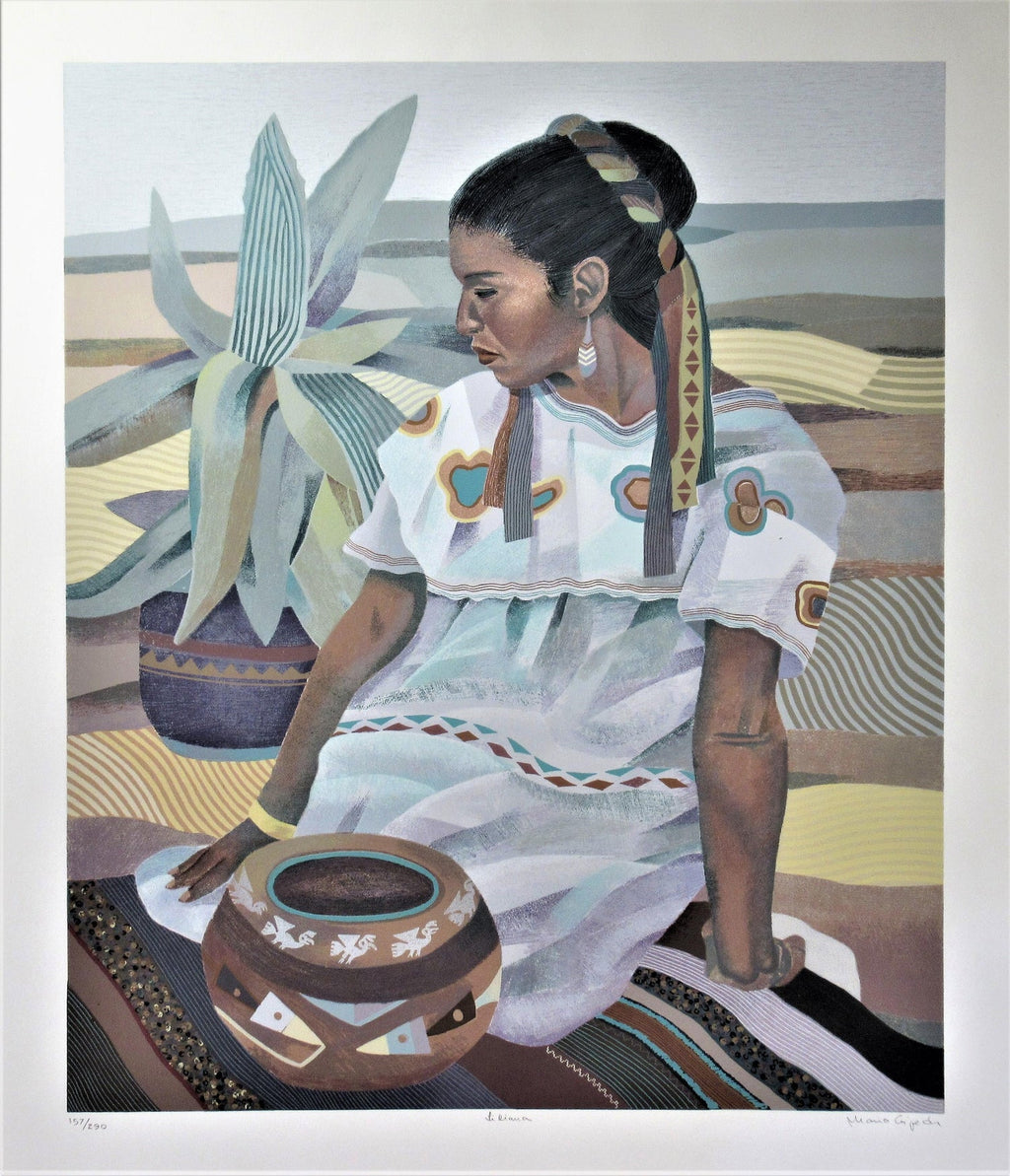 Rainbow Dancer, Native American Indian Lithograph California Woman Artist