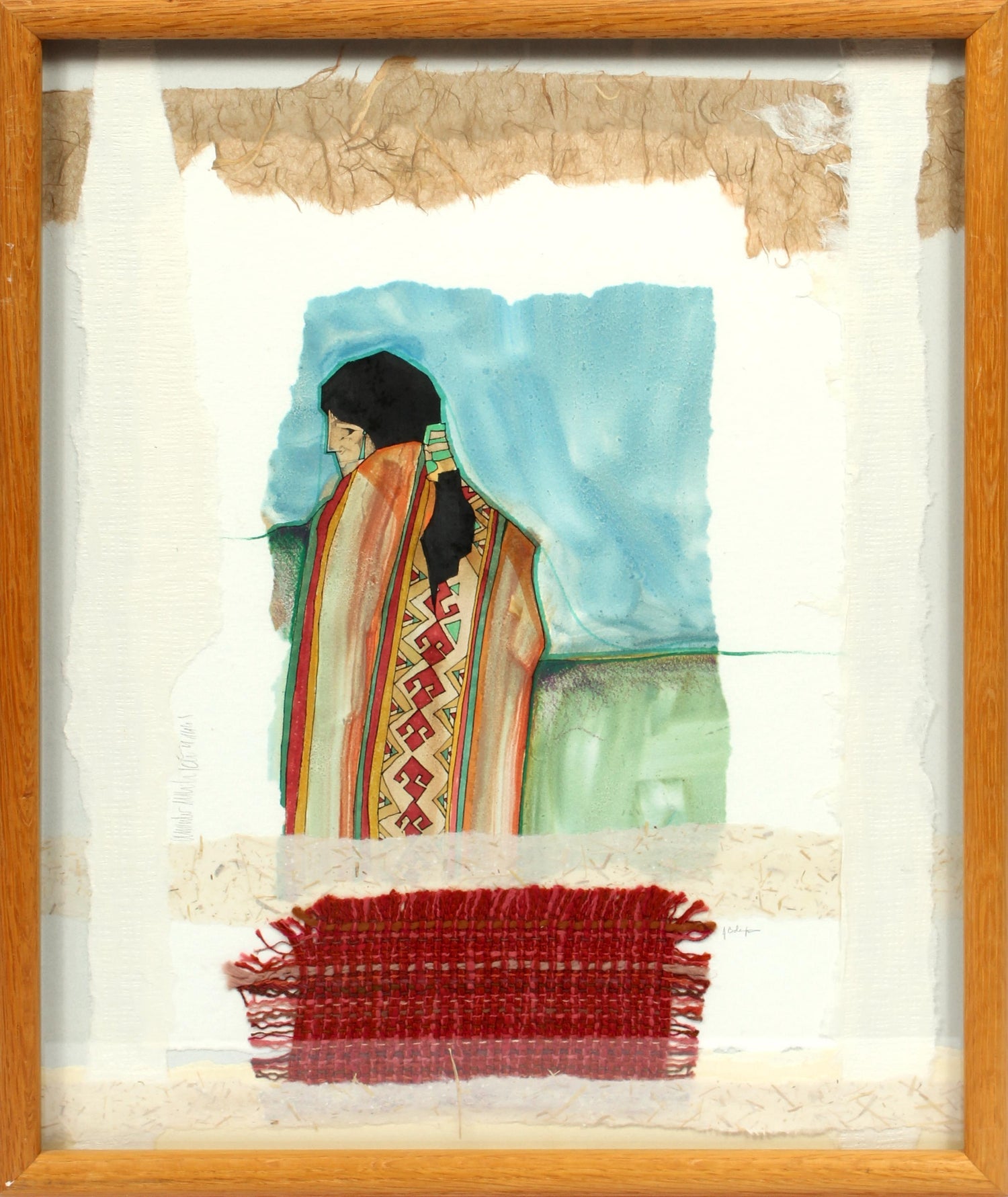 Folk Art Mexican Girl "Emborrachate" Oil Painting on Burlap
