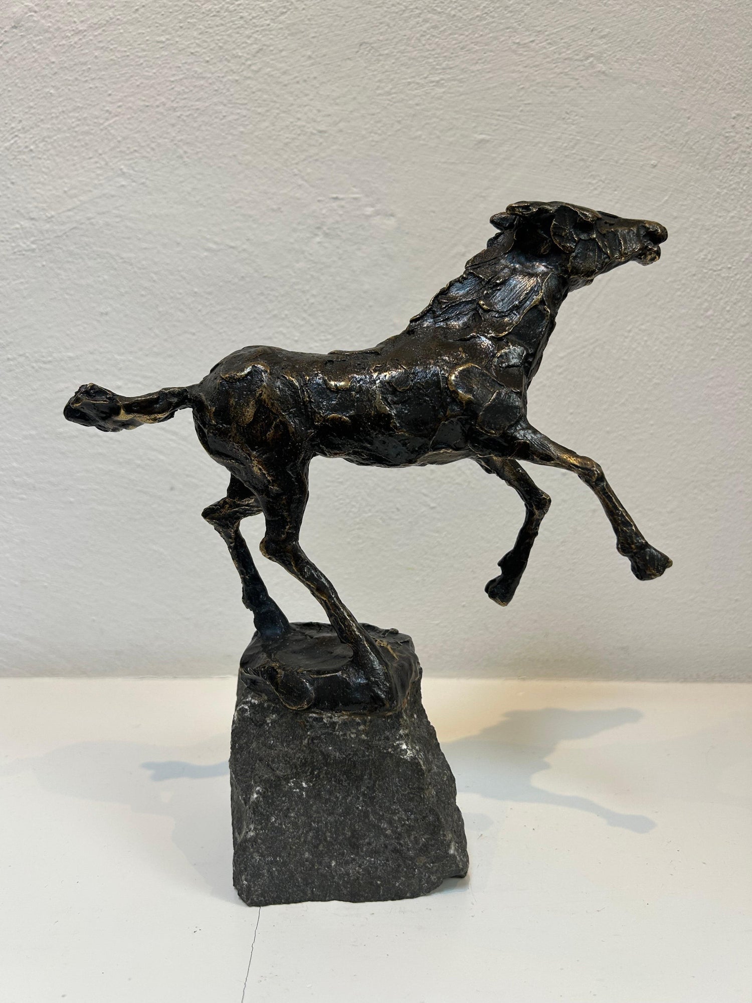Polish Modernist Prancing Horses Bronze Expressionist Art Sculpture