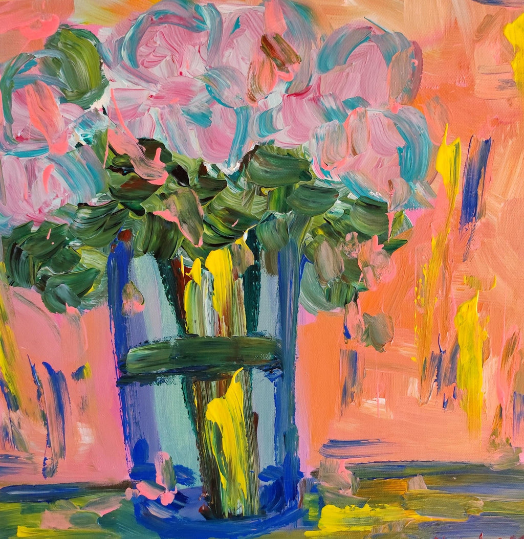 Large Bold Modernist Floral Bouquet Impasto Oil Painting Flowers Samuel Rothbort