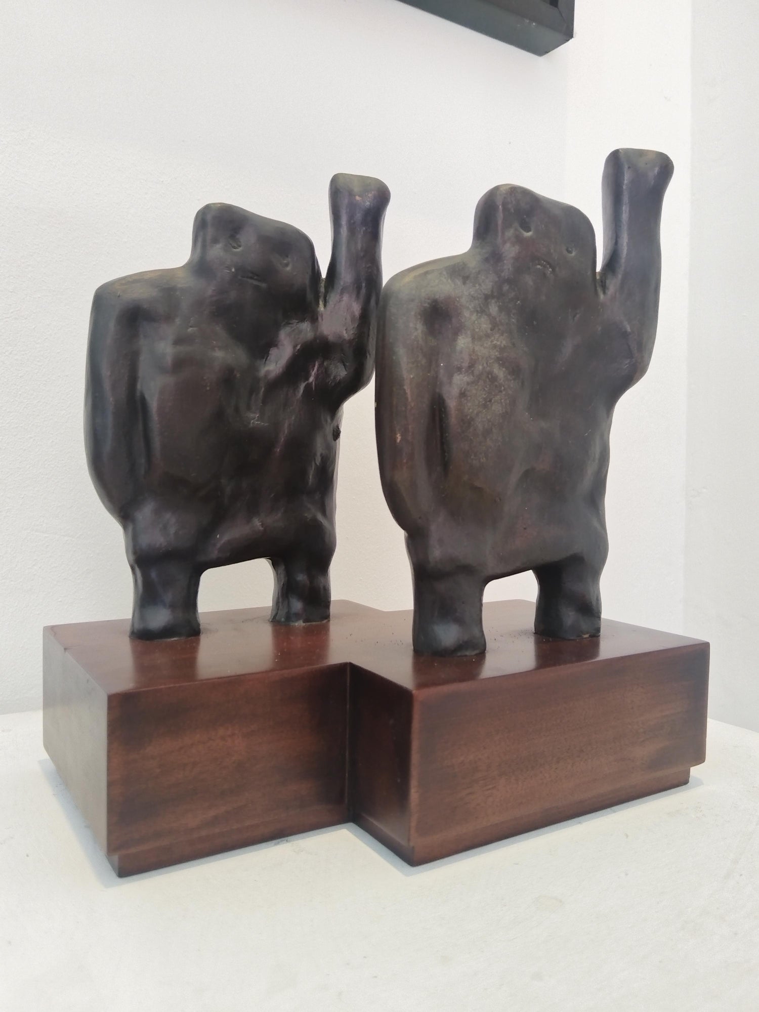 "American Marriage" Painted Bronze Outsider Assemblage Sculpture Signed Marmol