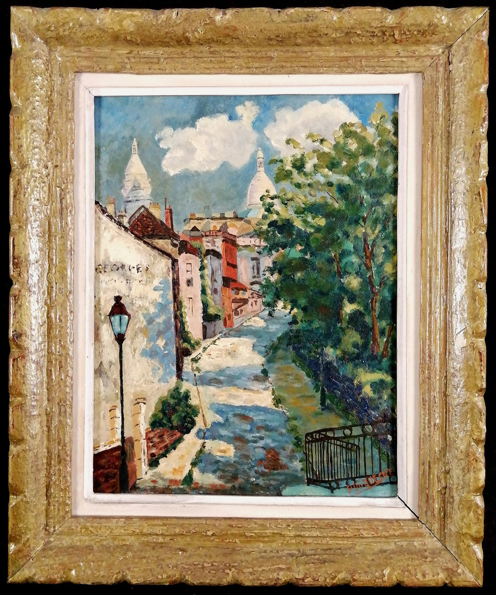 French Impressionist Oil Painting Elisee Maclet Paris Montmartre Street Scene