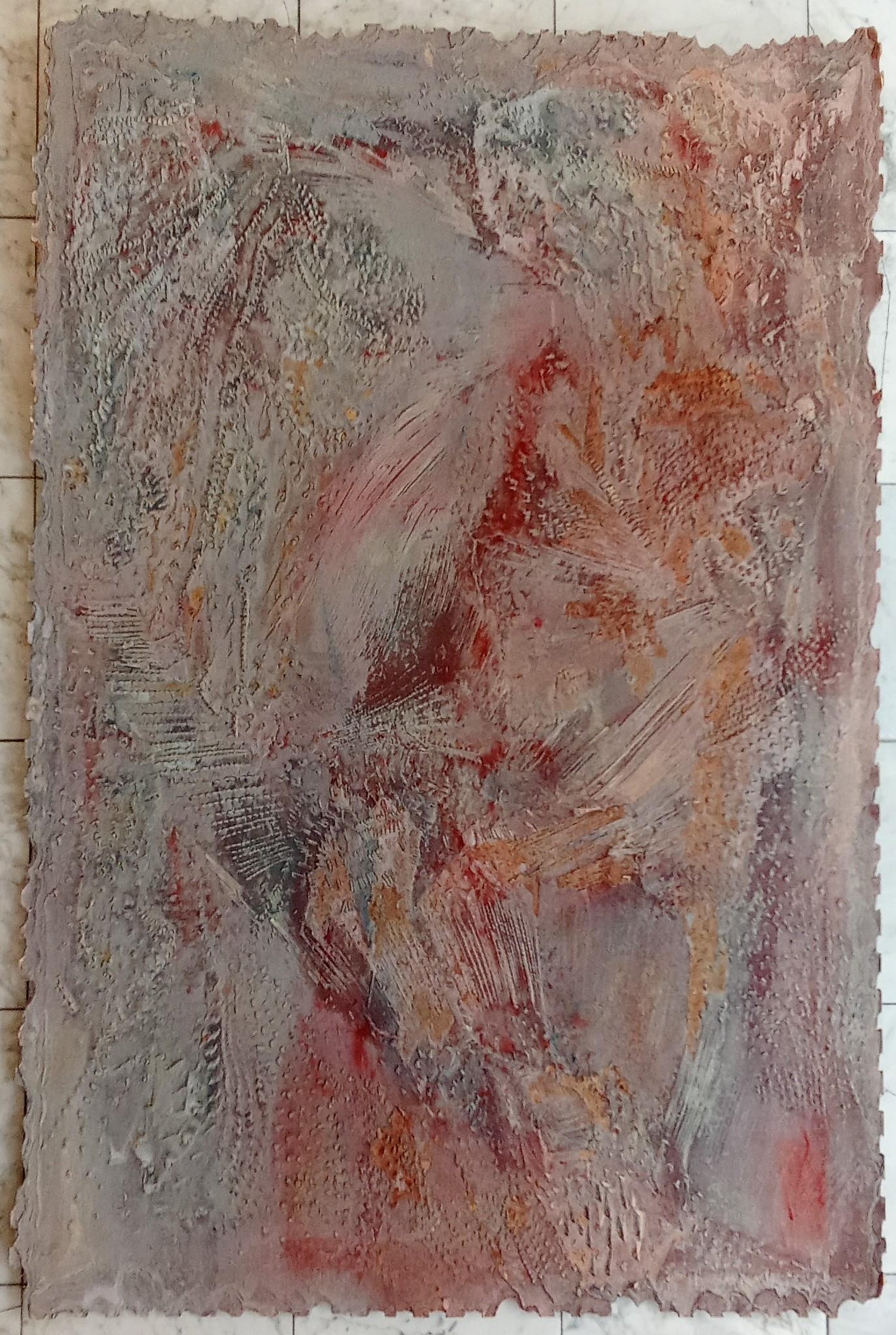 Mixed Media Contemporary 'Self Portrait from my Heart' Sculptured Painting