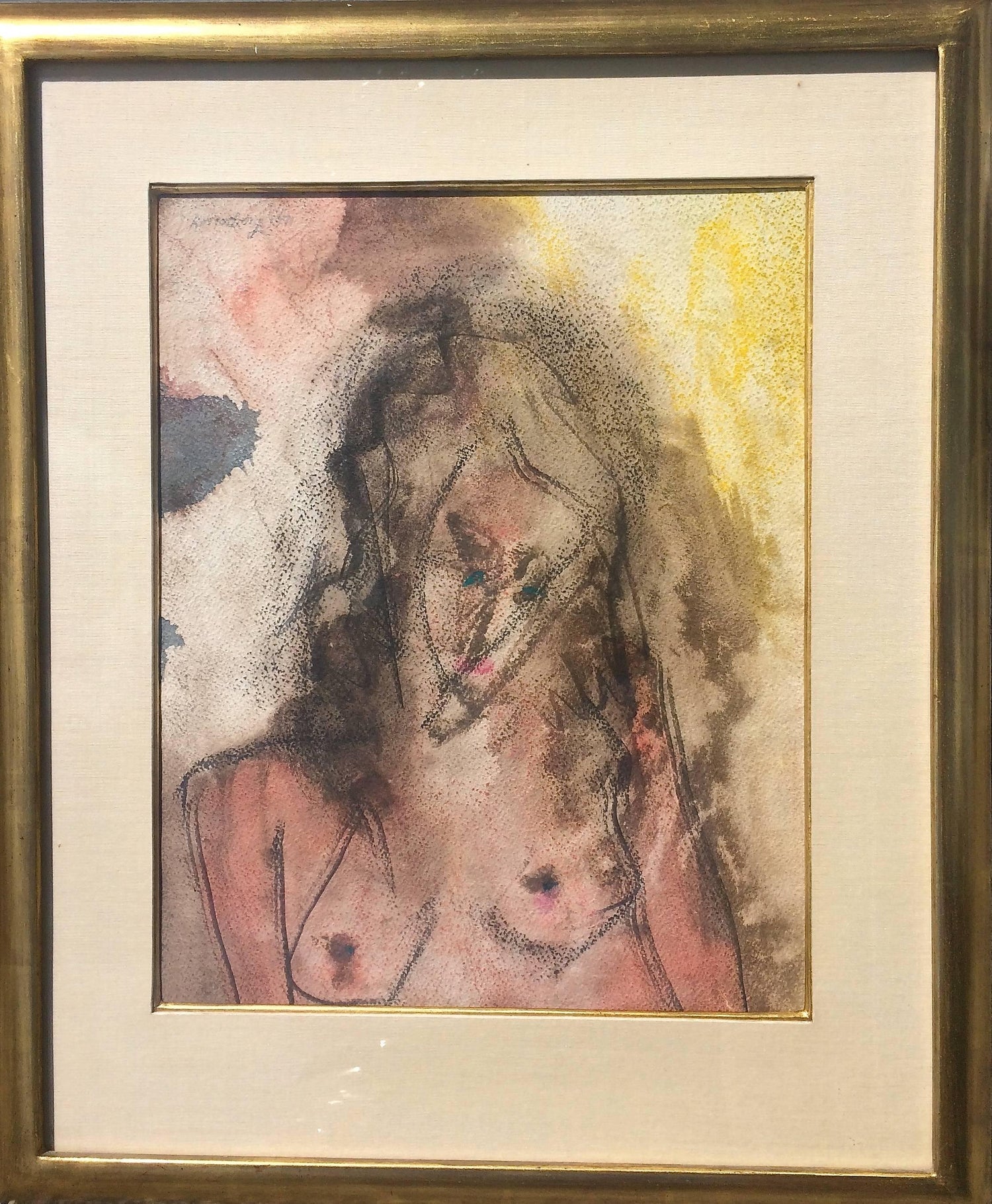 Modernist Ink and Wash Drawing, Painting Jankel Adler Woman Model Ecole De Paris