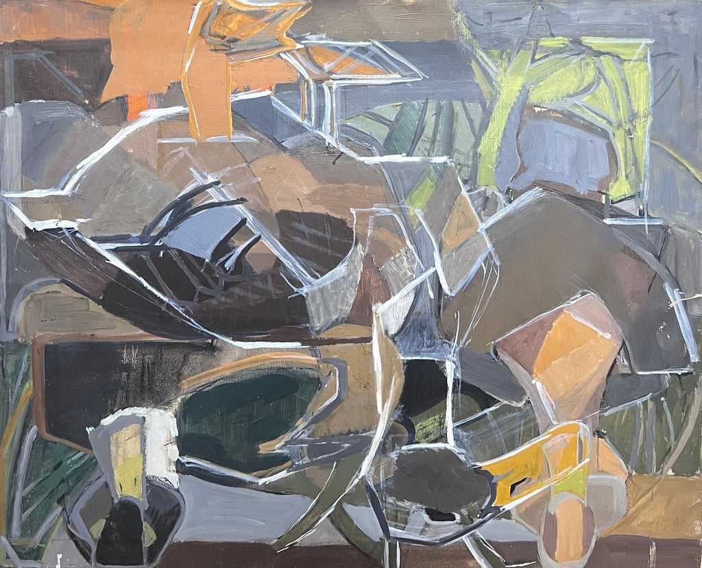 1960s Italian Futurist Abstract Oil Painting