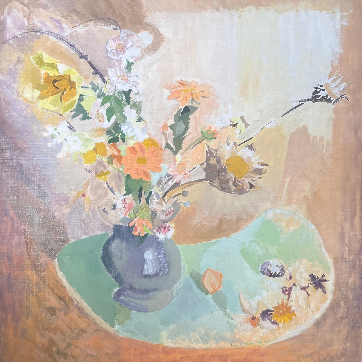 Charles Levier Modernist Artist Vase of Flowers by the Sea Paris Modernism
