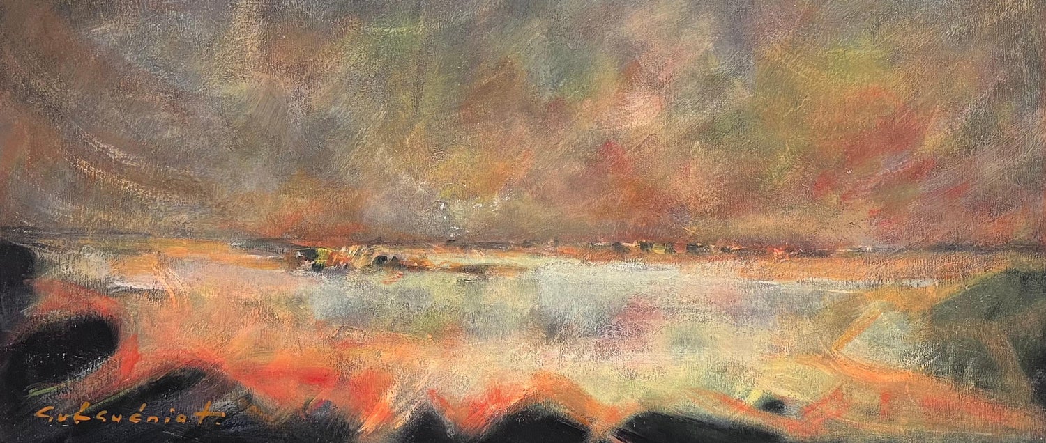 Abstract Impressionist Sunset in December Oil Painting Reginald Pollack