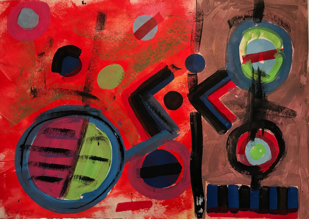 Stop Flats Night Stops Abstract Geometric Modernist Oil Painting W.C. Richardson