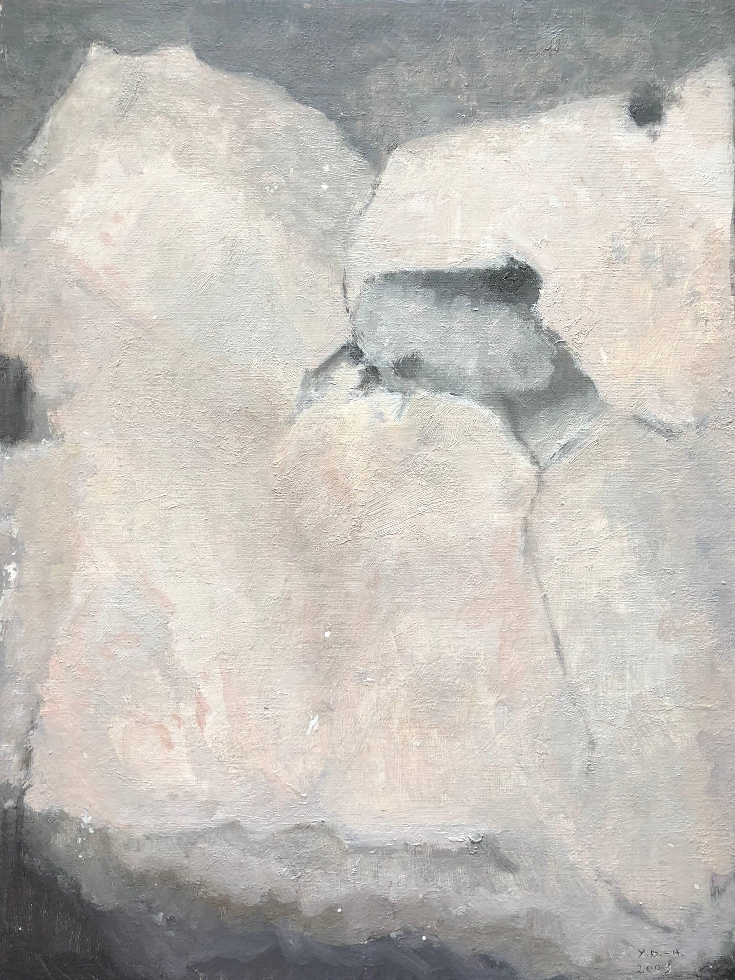 "Two for Francis" Mixed Media Figural Abstract Oil Painting