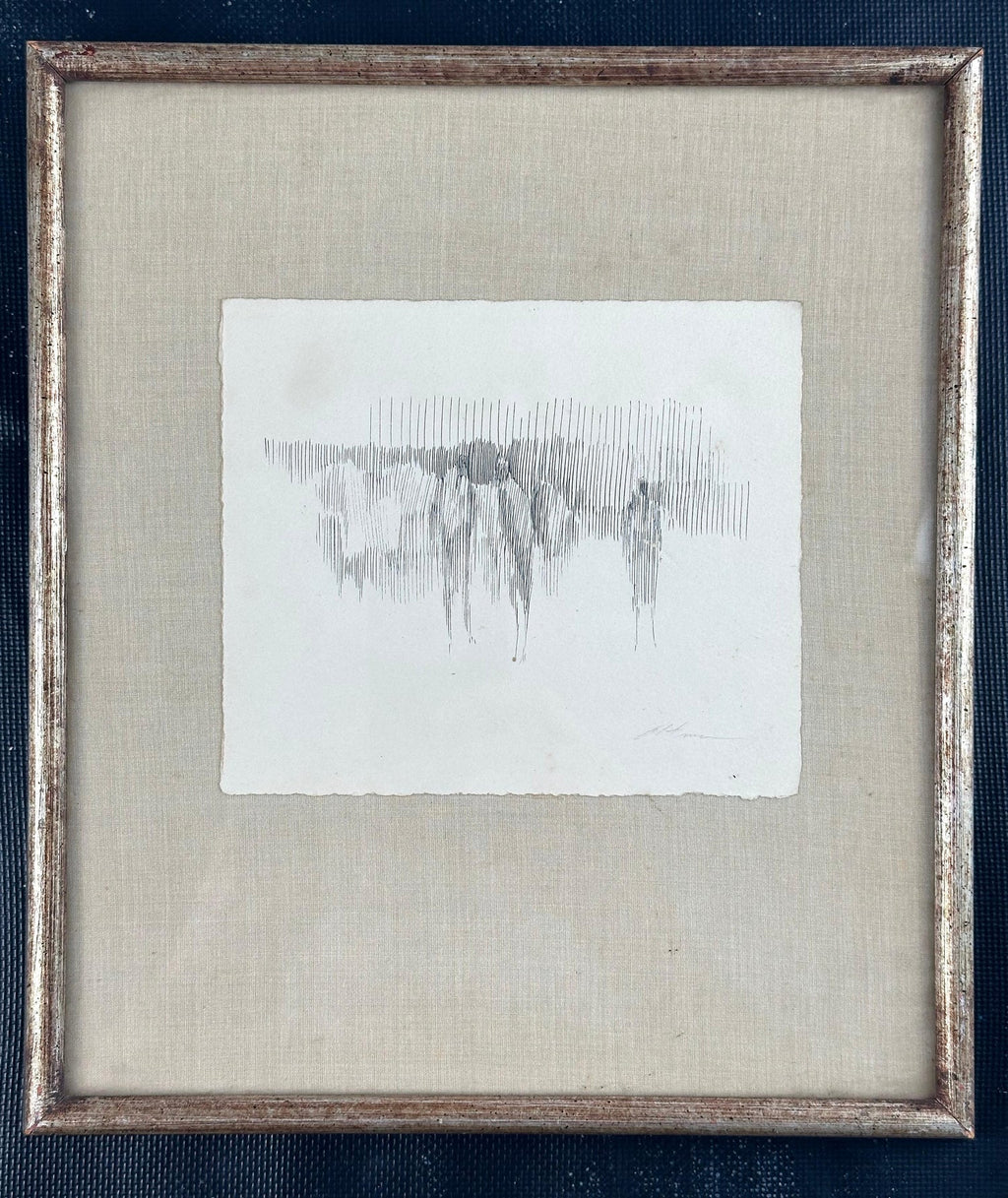 Figures in the Forest, Rare Drawing, Israeli Modernist master Itzhak Danzinger