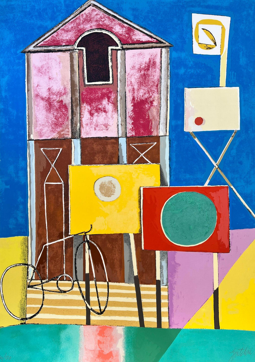 Surrealist Architectural Landscape "Fall for it" 1970s Chicago Modernist