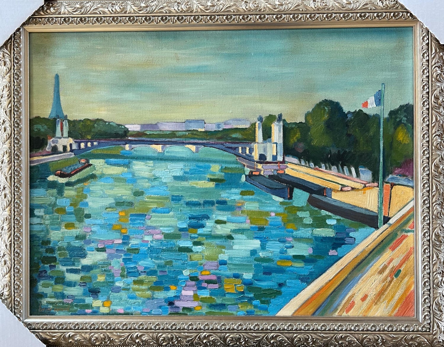 1927 Oil Painting Eiffel Tower Paris American Modernist Wpa Artist Morris Kantor