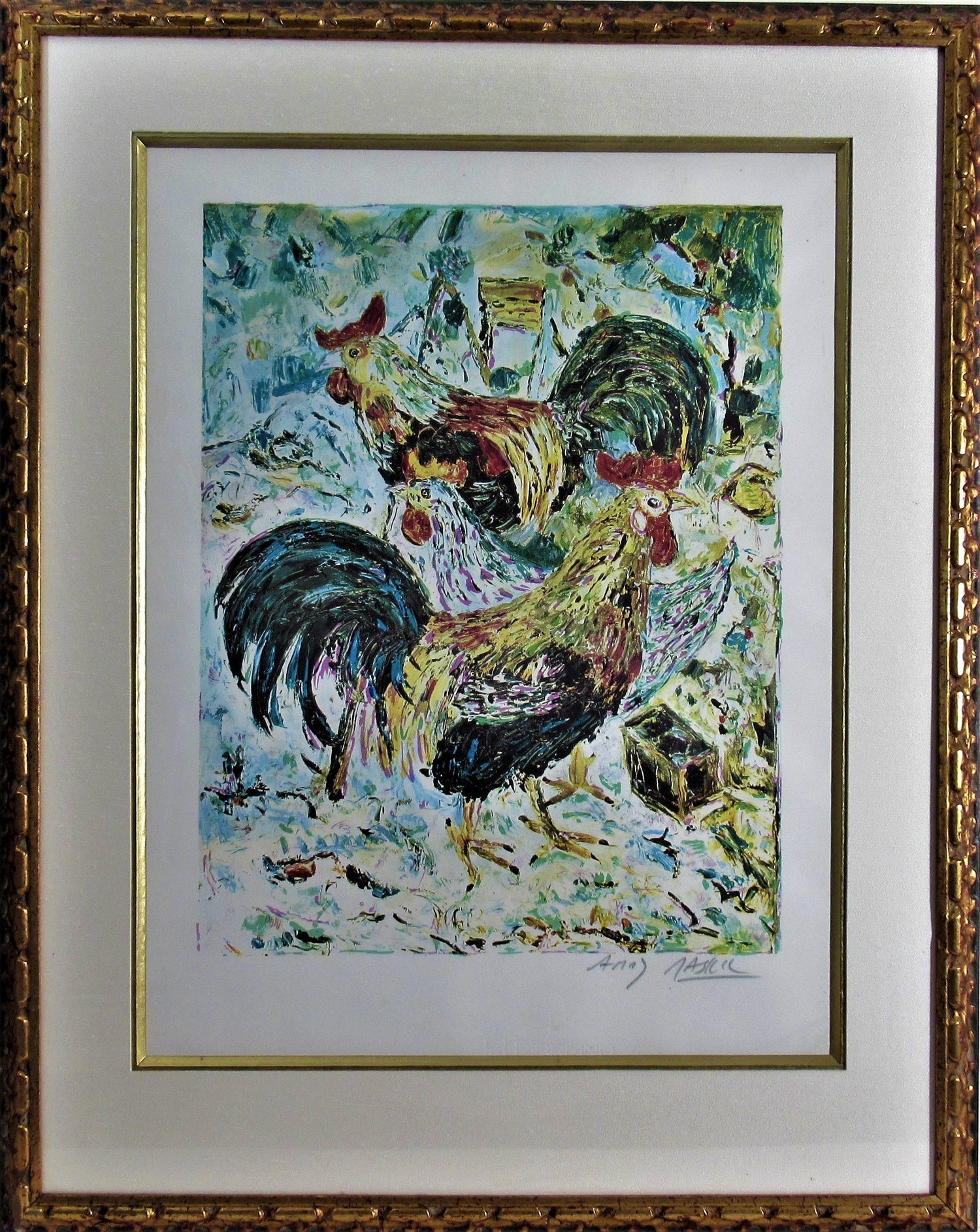 Modern Israeli Lithograph Reuven Rubin Views Of Israel Judaica Crowing Rooster