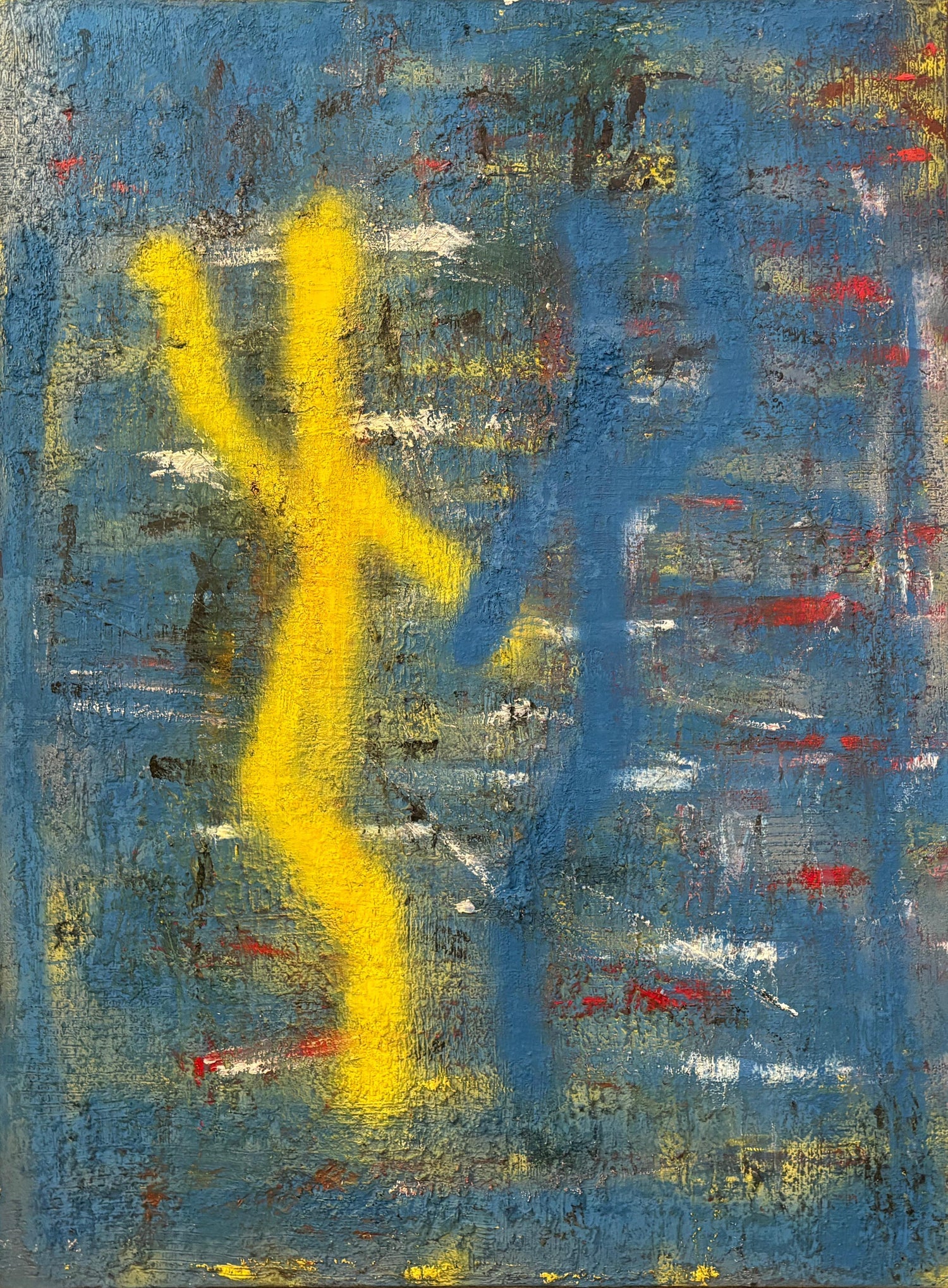 Abstract Expressionist Happy Bicentennial Baby, American Flag Collage Painting