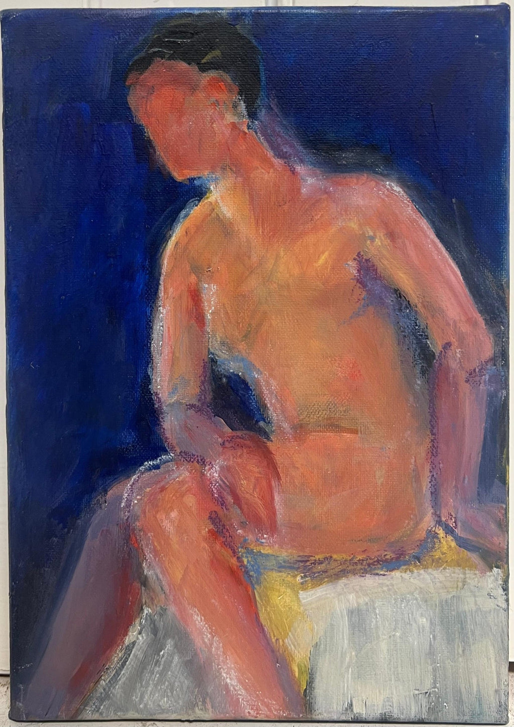 American Modernist Oil Painting Nude Male on Beach WPA Artist Group of 10