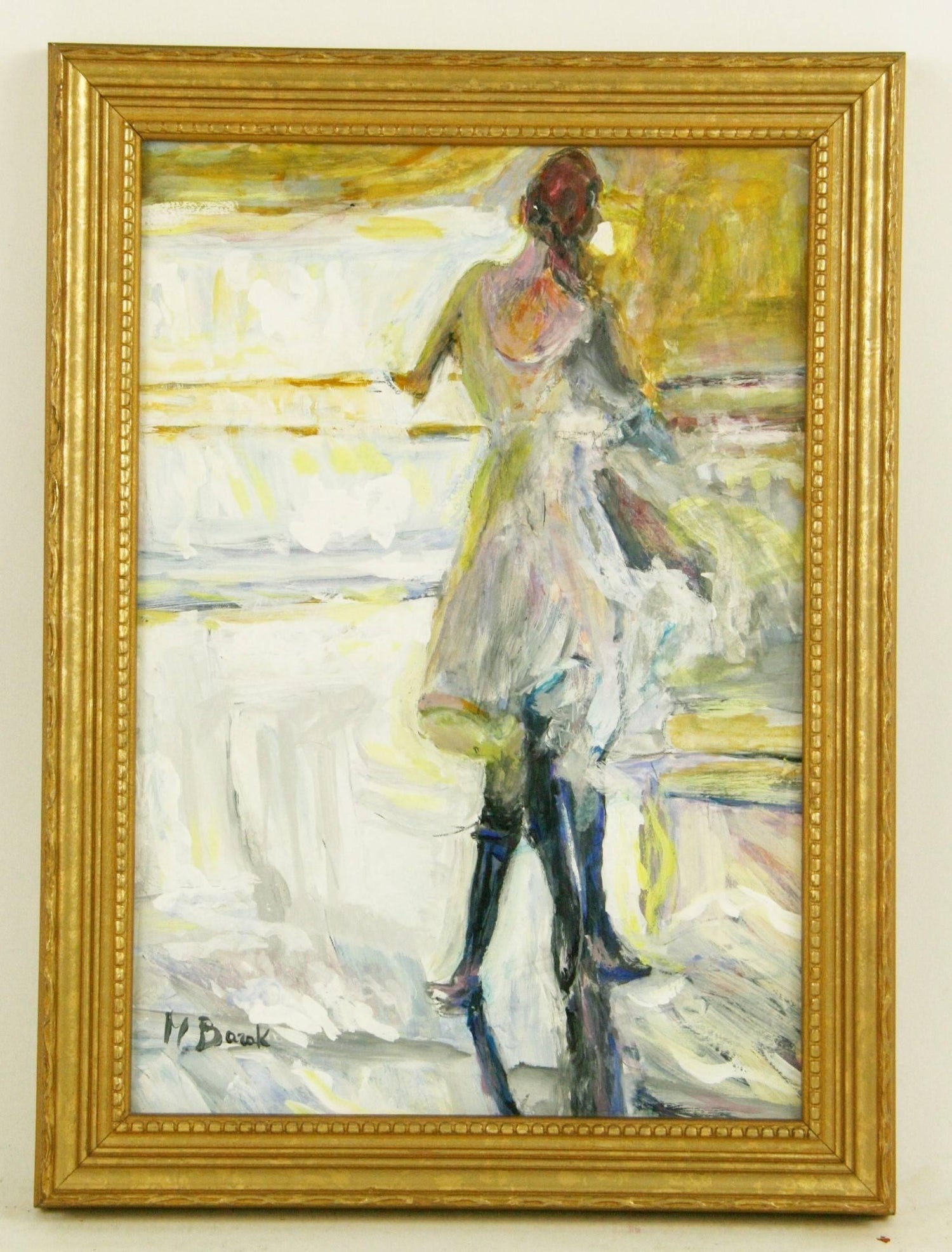 Large Post Impressionist Fauvist Art French Oil Painting Dancer Urbain Huchet