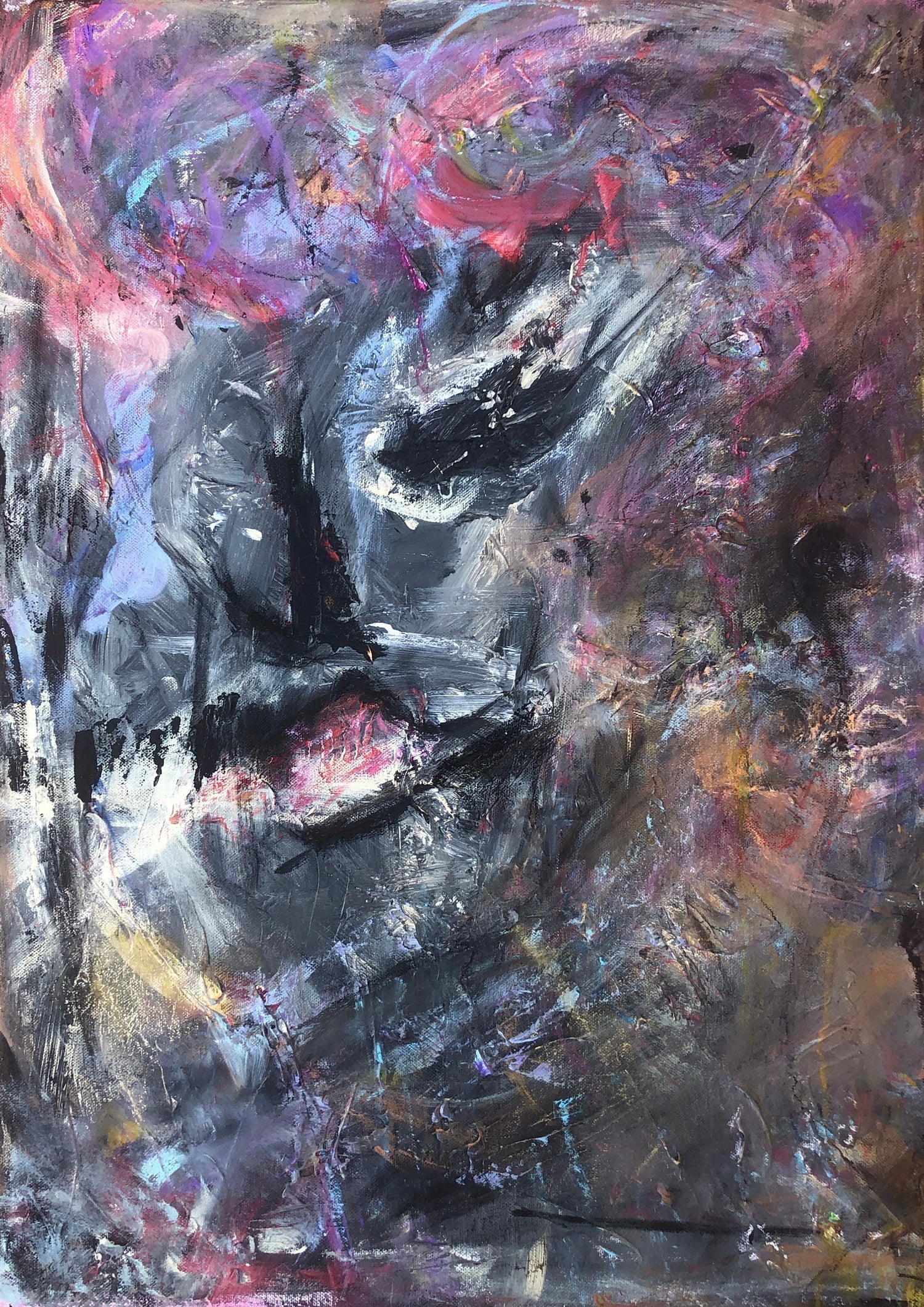 Mixed Media Contemporary 'Self Portrait from my Heart' Sculptured Painting