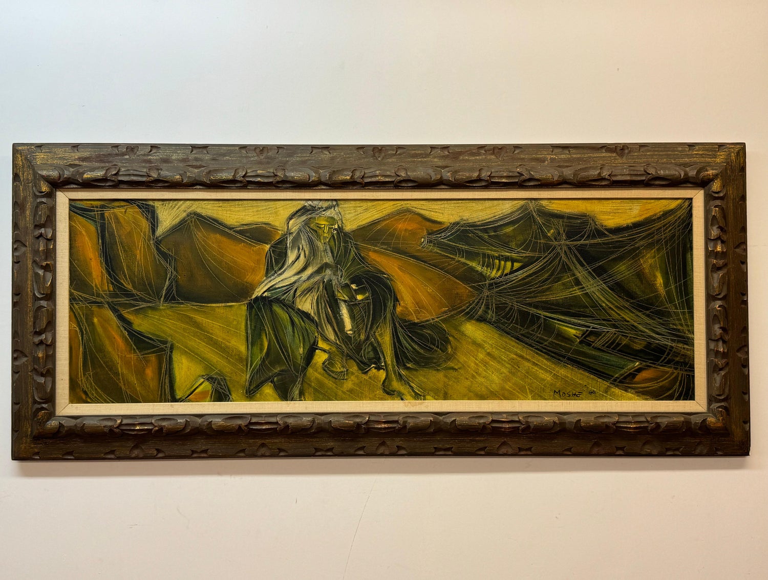 1947 Expressionist Oil Painting Flute Player Musician Boris Deutsch WPA Artist