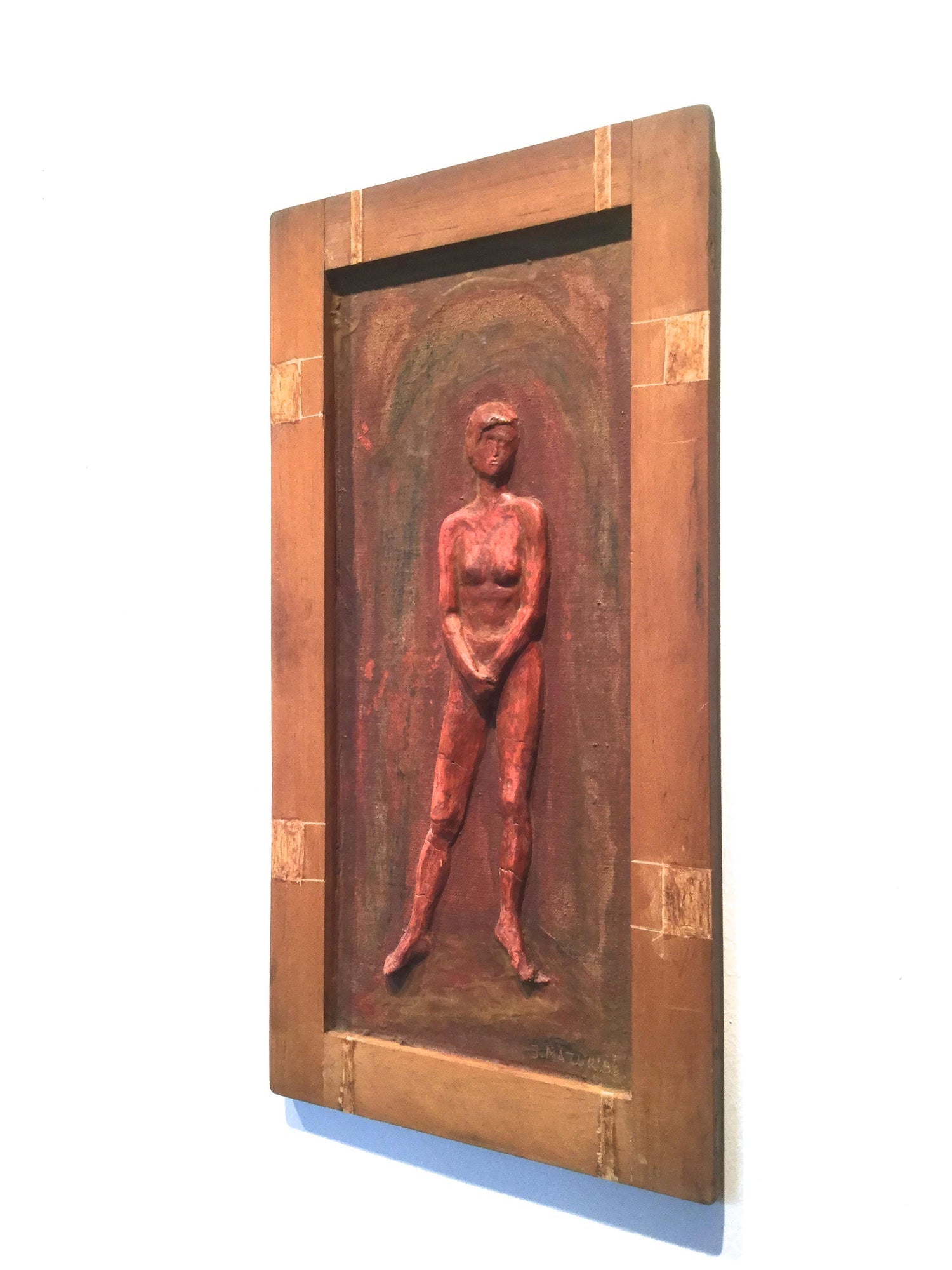 Latin American Master Abigail Varela Sculpture Relief Plaque Woman with Heart