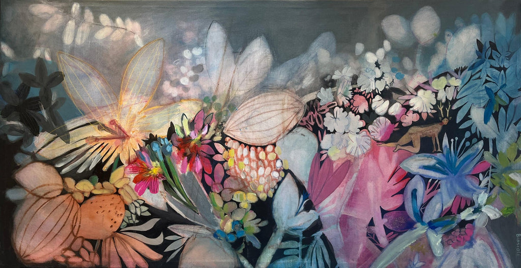 Abstract Surrealist Spray Paint Painting Mixed Media Fleur D’Nuit Mason Rader