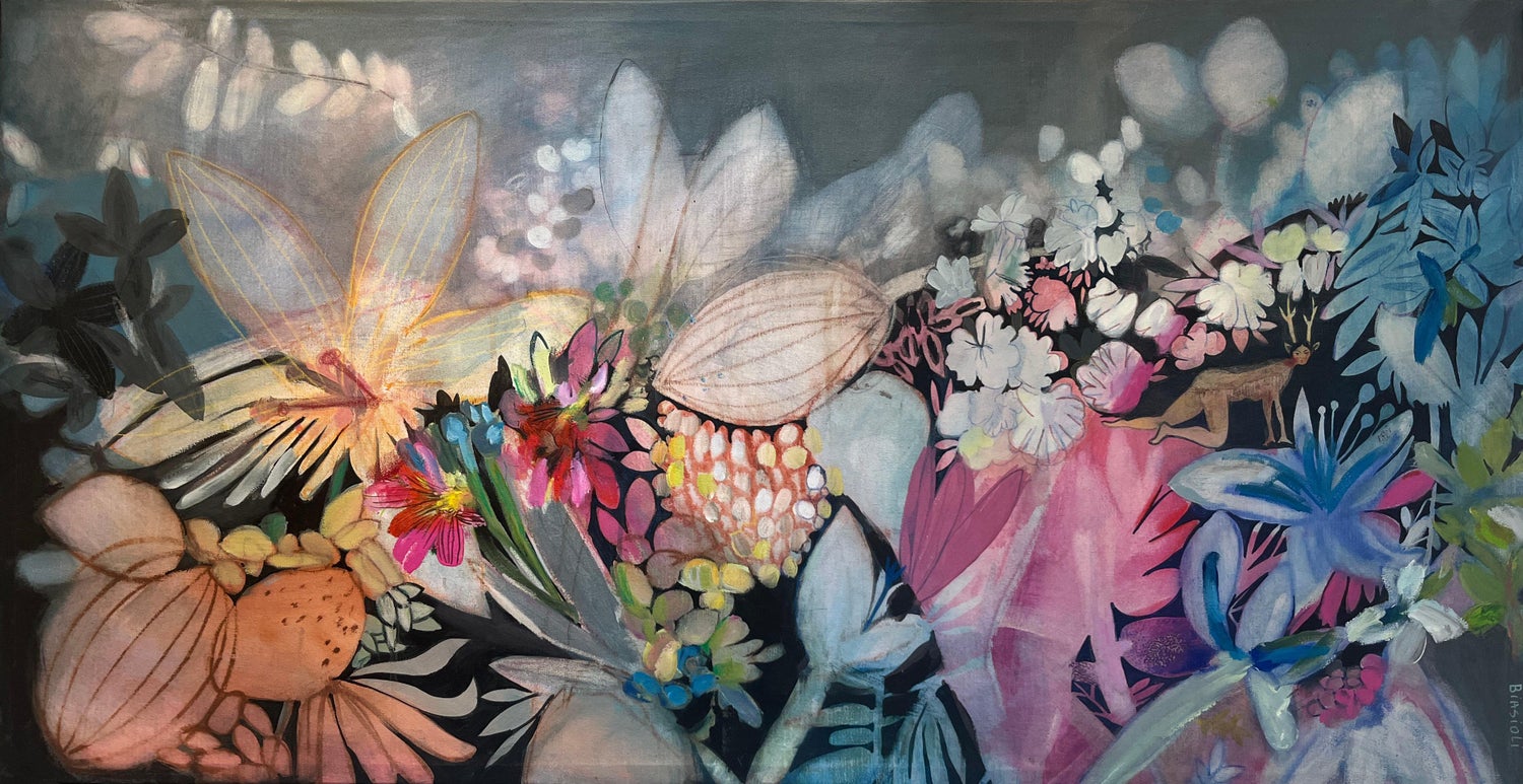 Abstract Surrealist Spray Paint Painting Mixed Media Fleur D’Nuit Mason Rader