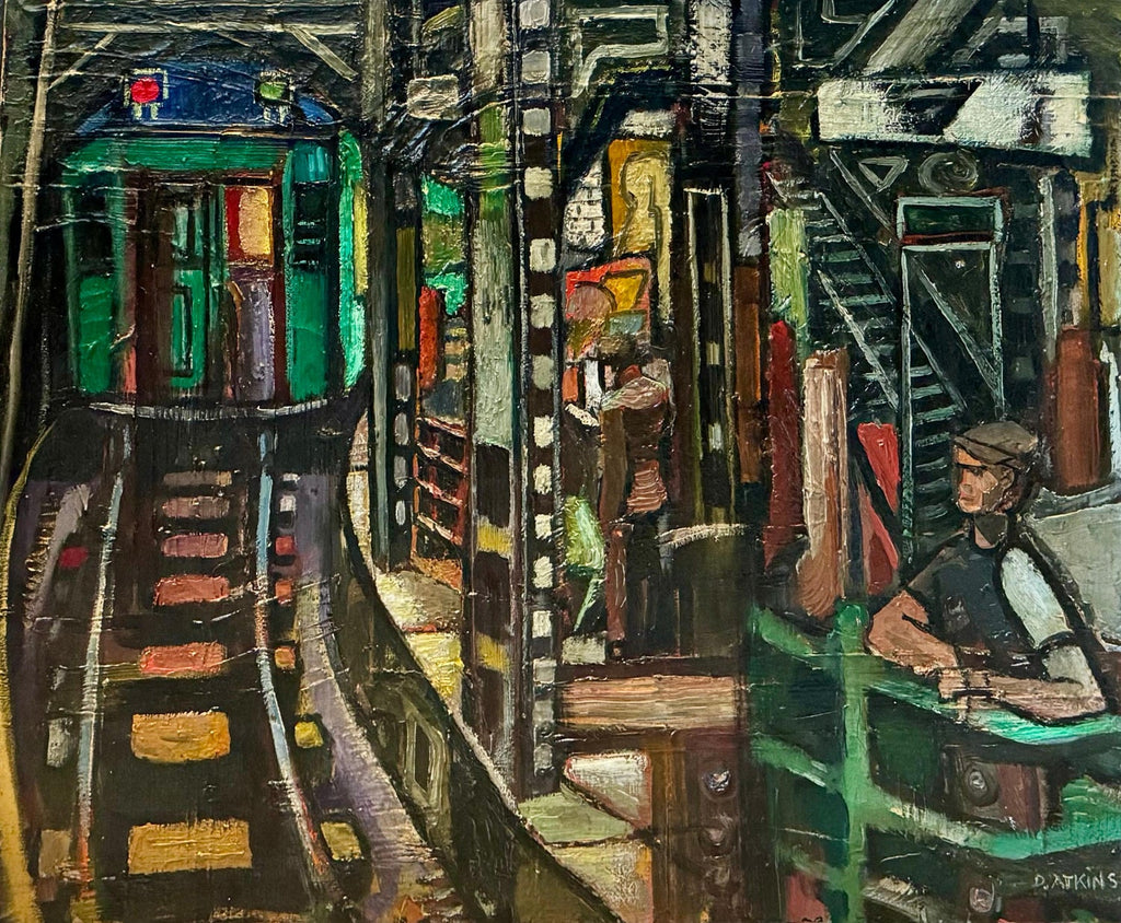 Modernist Silkscreen Screenprint 'El Station, Interior' NYC Subway, WPA Artist