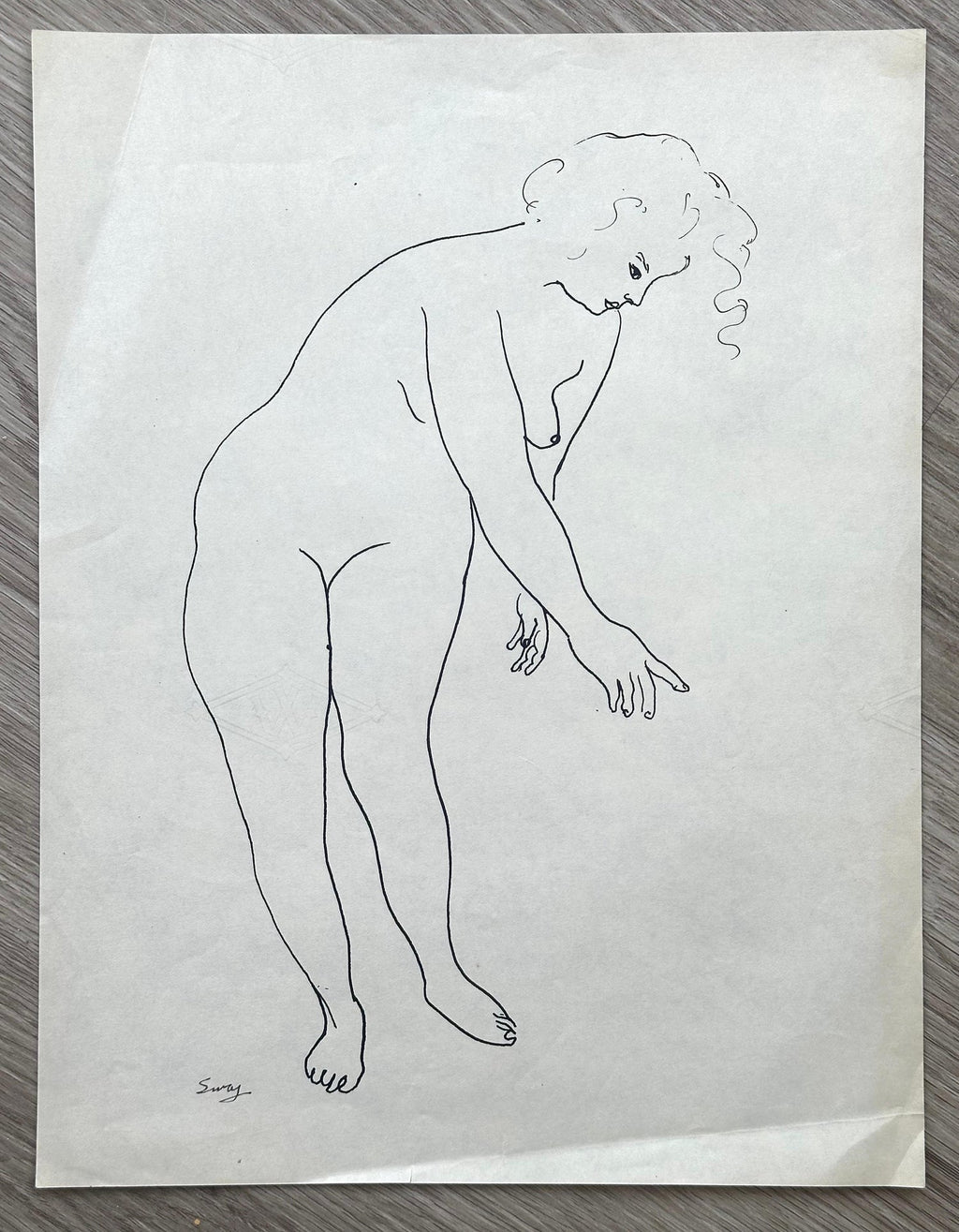 Sitting Nude, Drawing in Ink
