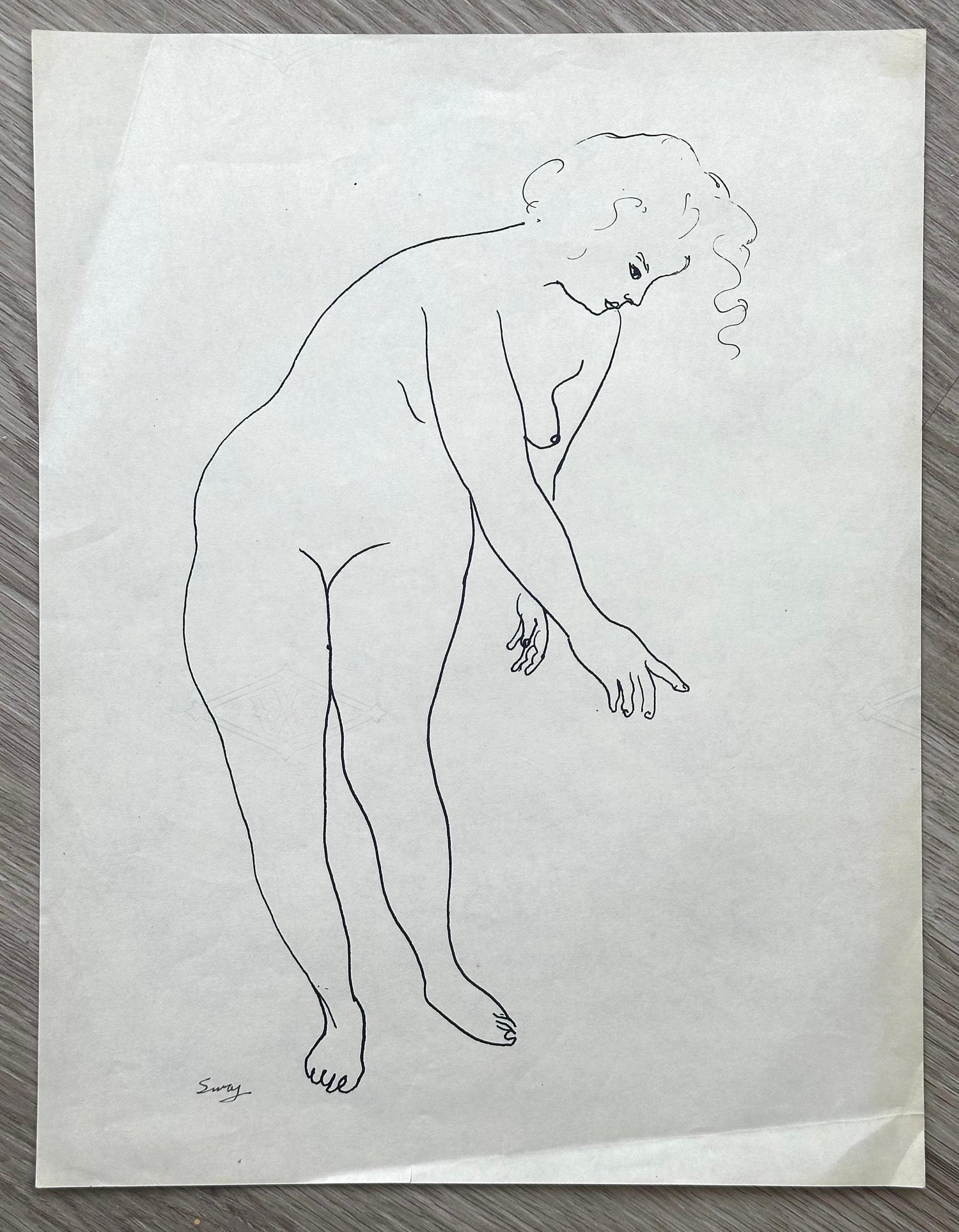 Sitting Nude, Drawing in Ink