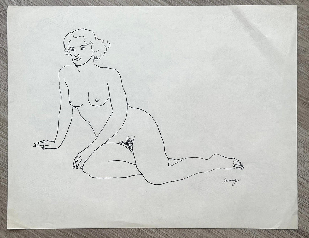 Sitting Nude, Drawing in Ink