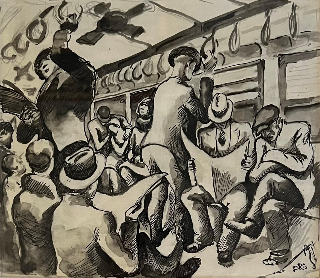 Modernist Silkscreen Screenprint 'El Station, Interior' NYC Subway, WPA Artist