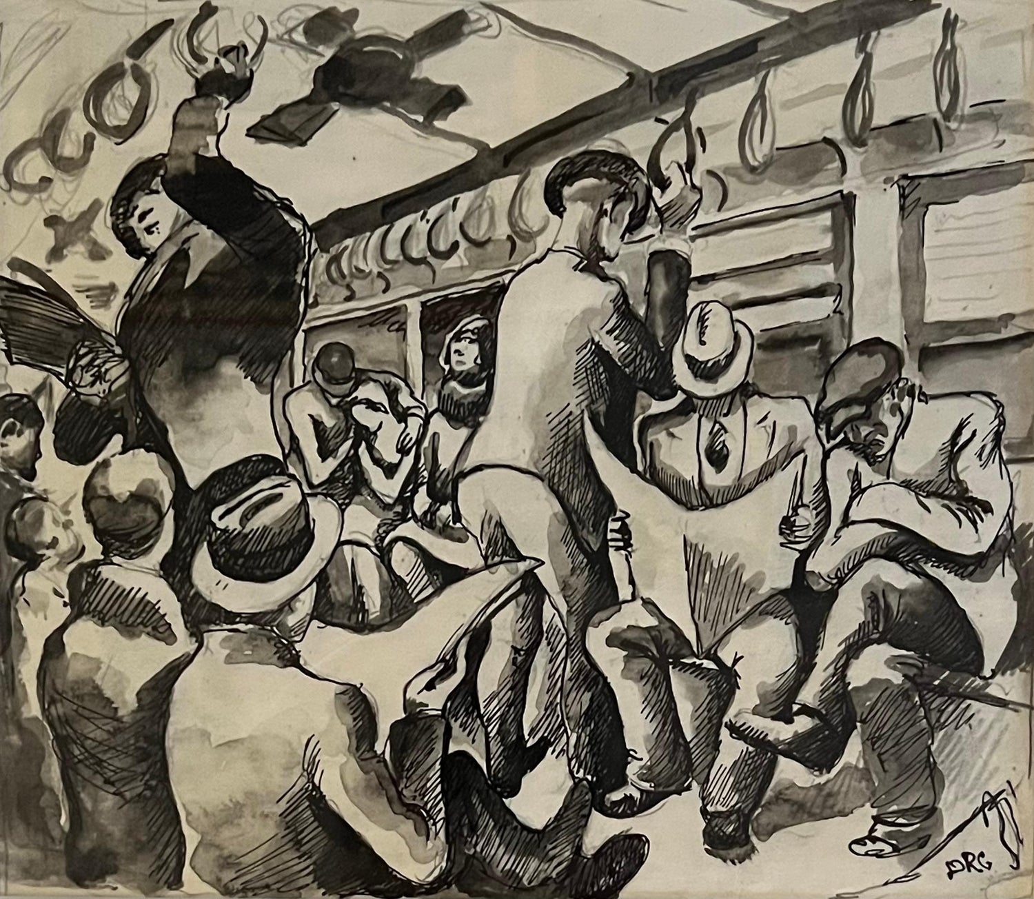 Modernist Silkscreen Screenprint 'El Station, Interior' NYC Subway, WPA Artist