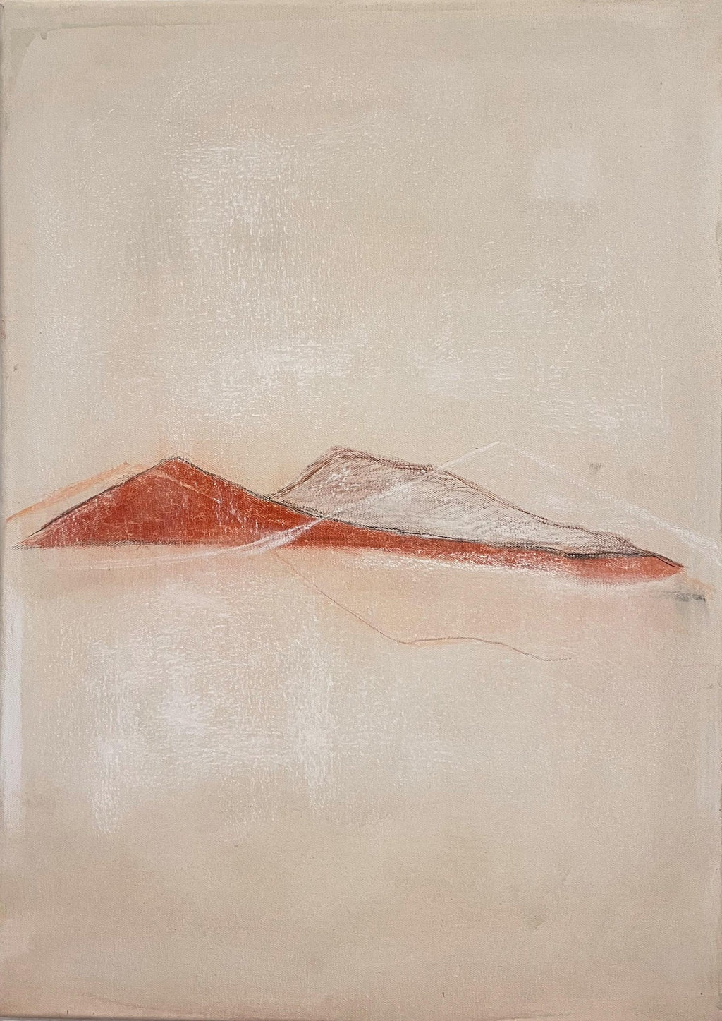 Untitled, Lonely Abstract Landscape Italian Expressionist Oil Painting