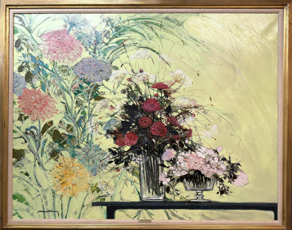 Large Post Impressionist Oil Painting Jean Chaleye, Rose Bouquet Findlay Gallery