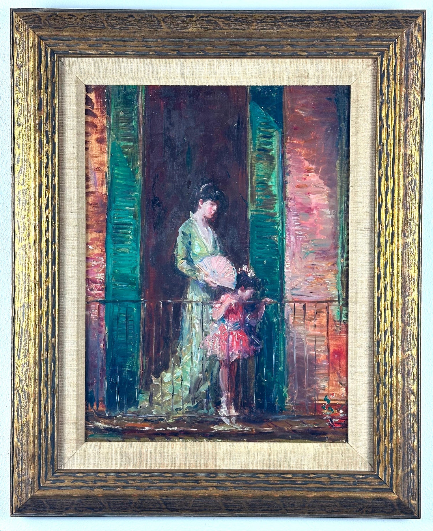 Guatemalan Latin American Oil Painting Modernist Porch Scene